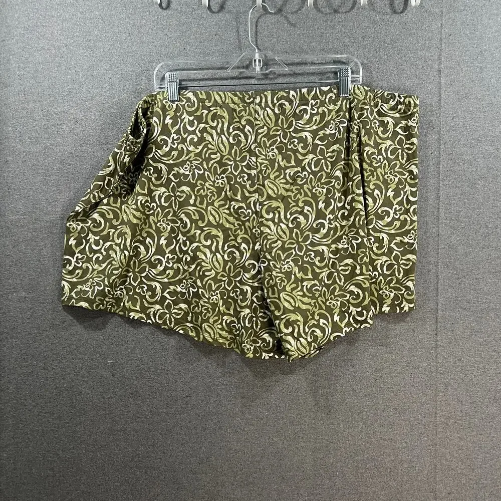 Anybody Lush Jersey Pull On Printed Shorts Olive/Hawaiian Size 2X